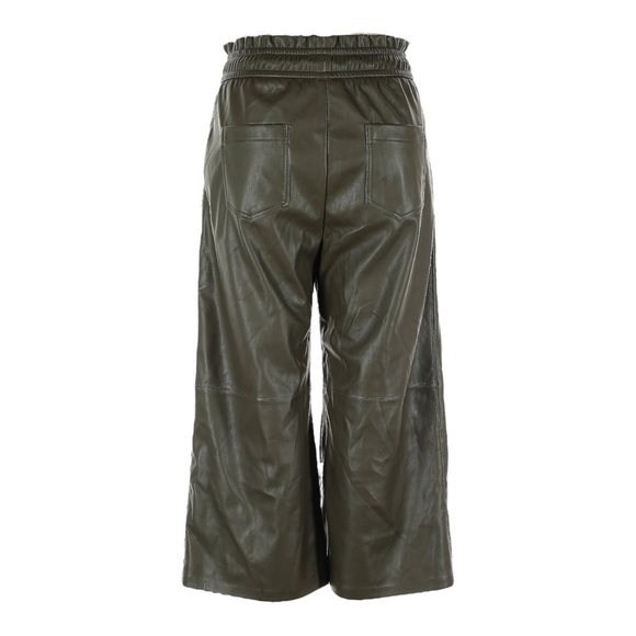 Suncoo Paris Pantalon Jimbo T4 XL Faux Leather Wide Leg Cropped Pants NWT Green - Picture 2 of 10